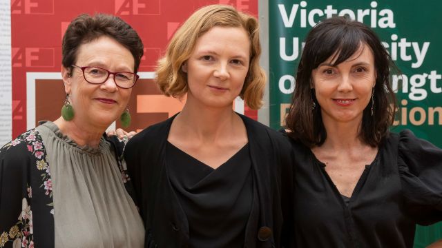 Left to Right: Senior lecturer Chris Price, Laura Southgate, senior lecturer Emily Perkins