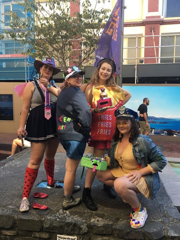 THEA 323 at CubaDupa – four women dressed in costumes pose together.