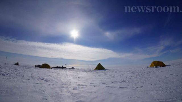 A research camp in the Antarctica.