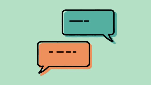 This icon depicts a conversation with two speech bubbles.