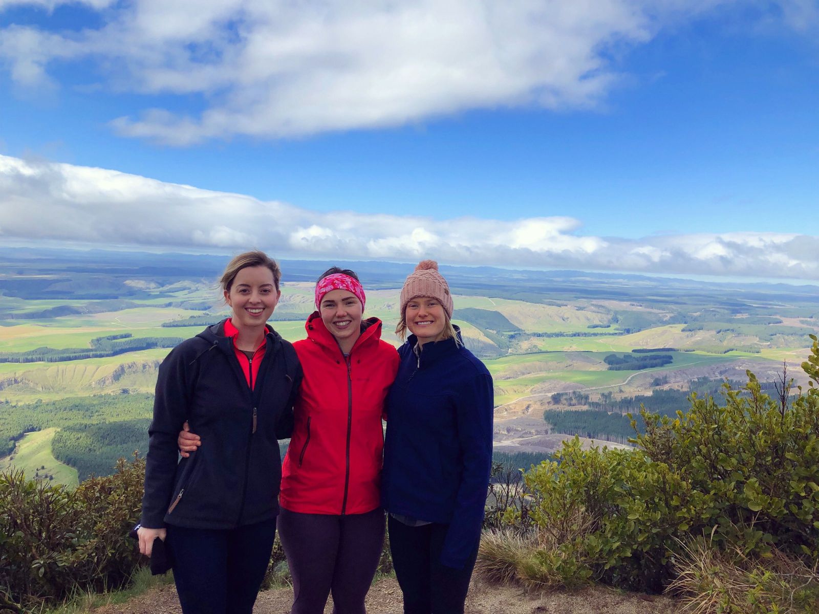 Staff member Tess Tuxford (left) on Mt Tauhara walk with friends.