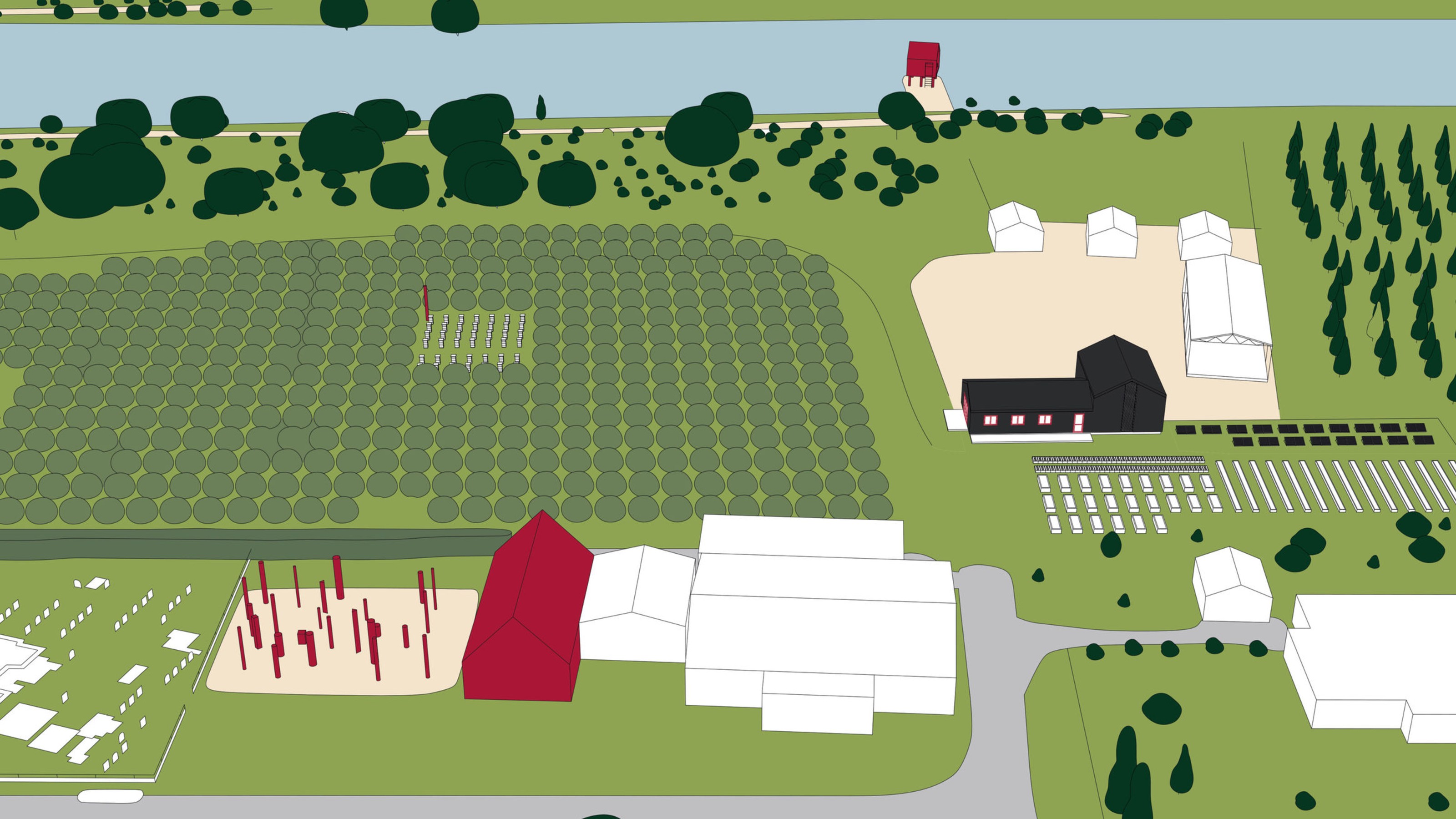 Digital drawing of a marae from above