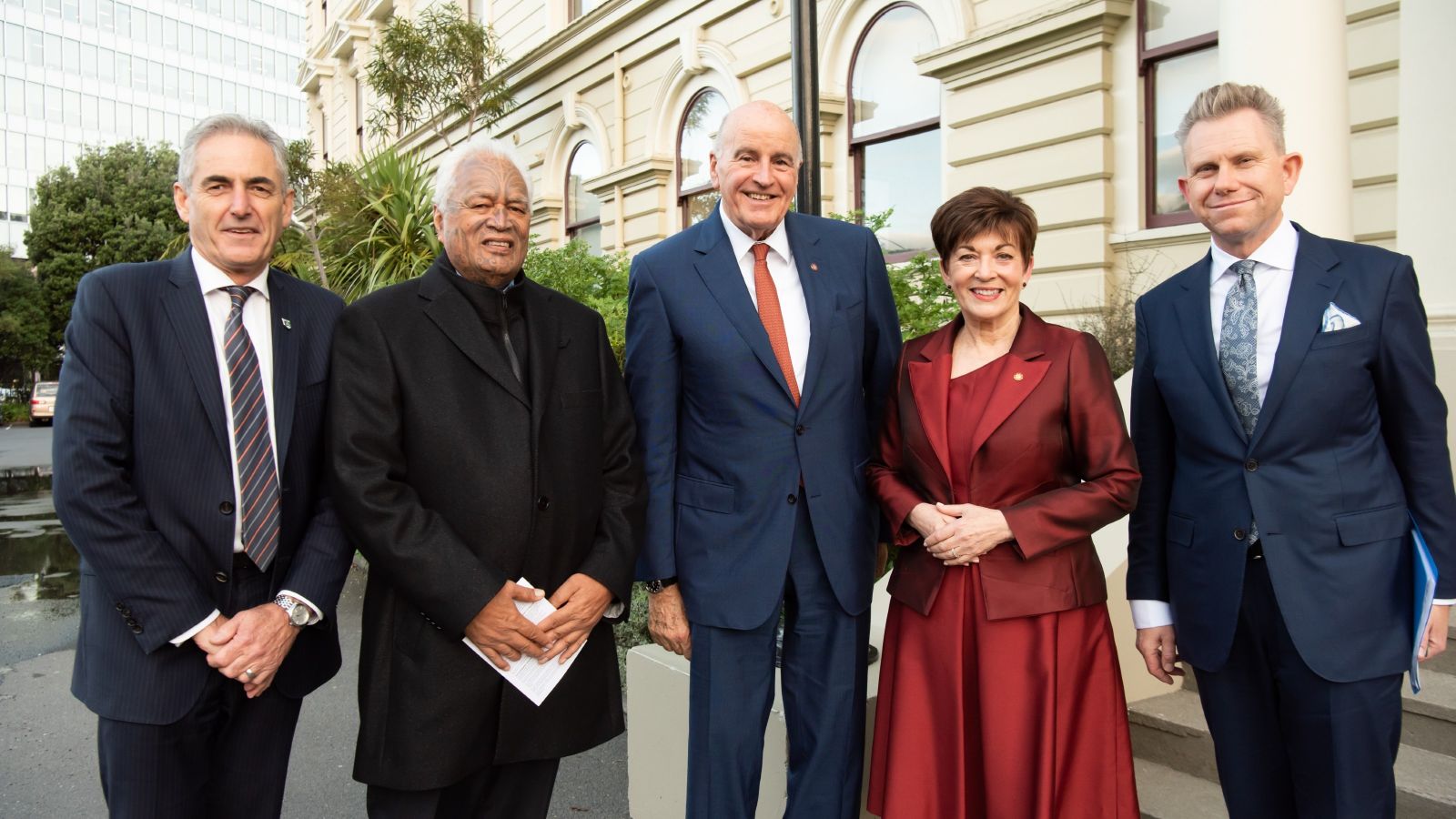 Vice Chancellor Professor Grant Guilford, Mr Joe Harawira—the Governor-General's Kaumātua, Sir David Gascoigne, and Her Excellency, The Rt Hon Dame Patsy Reddy, former Governor-General of New Zealand
