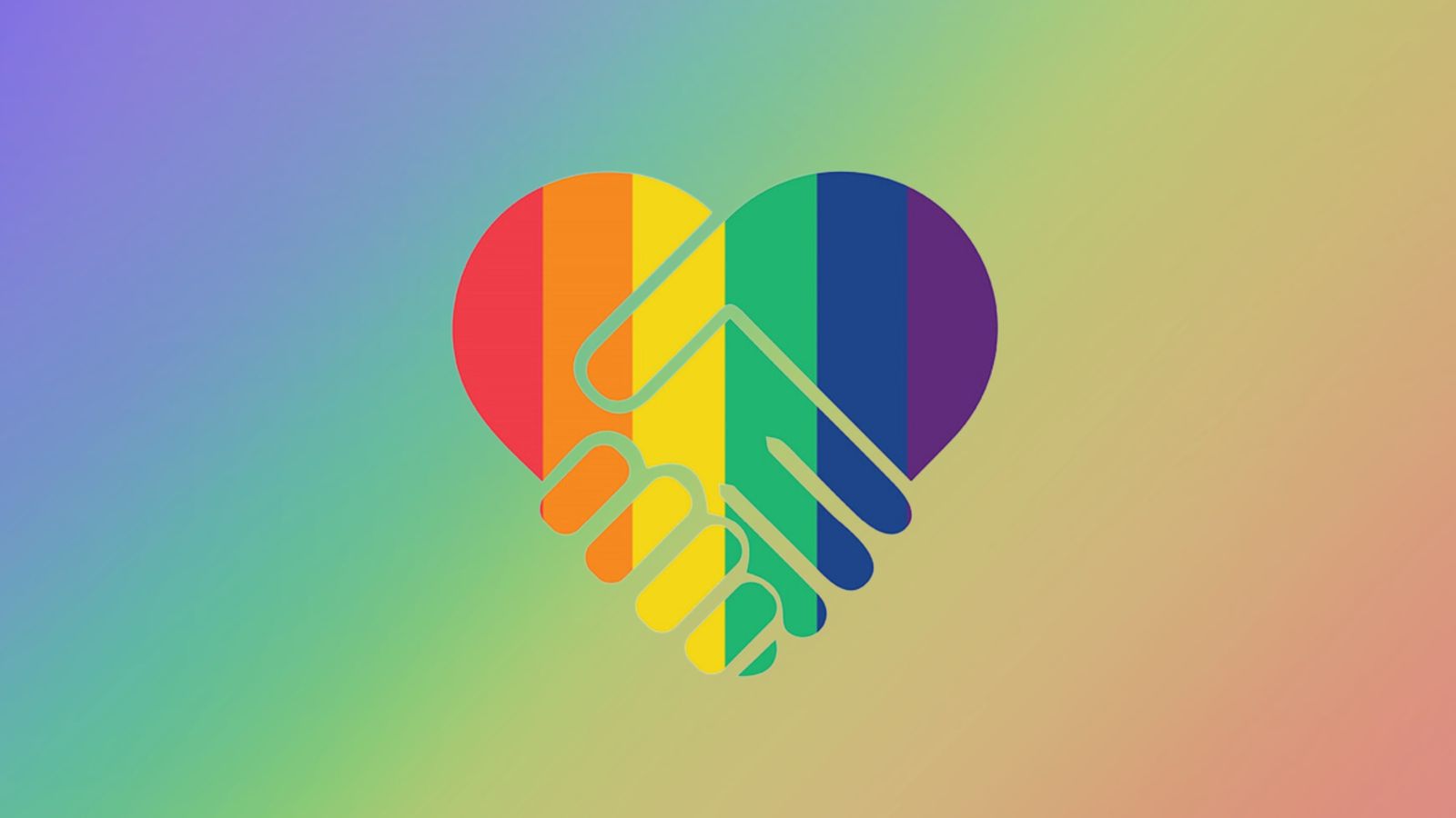 A rainbow heart with a rainbow background