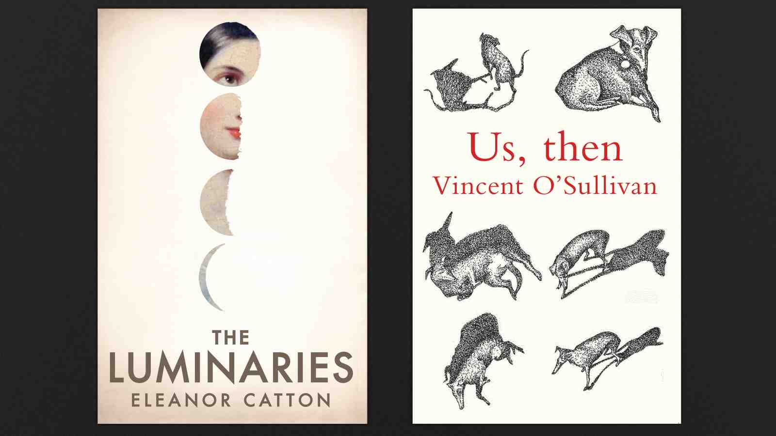 Book covers of The Luminaries and Us, then.