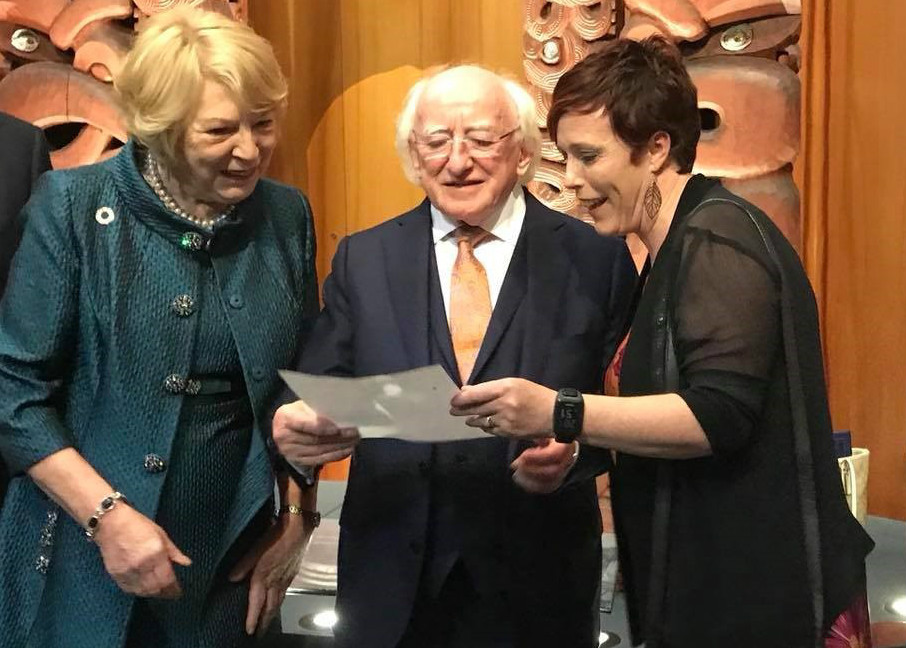 Helen in conversation with the President of Ireland and his wife