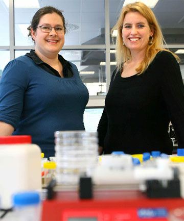 MacDiarmid Institute director Professor Kate McGrath, right, and her research assistant Natasha Munro, have been awarded a grant to try to create lighter joint replacements.