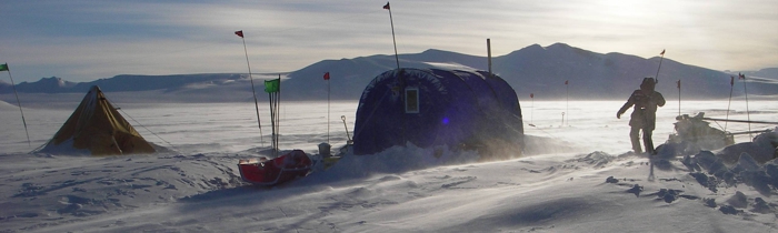 Camp at Mt Erebus, Antarctica