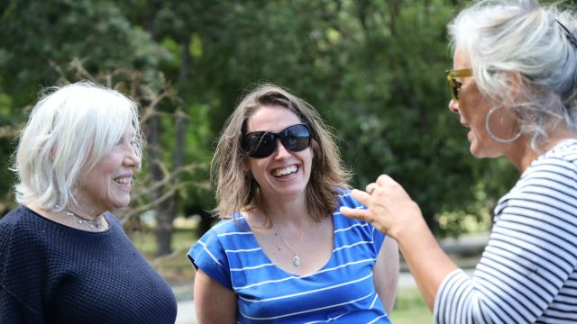 From left: Dr Mary Paul, one of New Zealand’s foremost Hyde experts and editor of Hyde's private journal; Nikki Hessell, associate professor of English Literature at Victoria University of Wellington; and Juanita Deely, the documentarian who made A Home in this World.