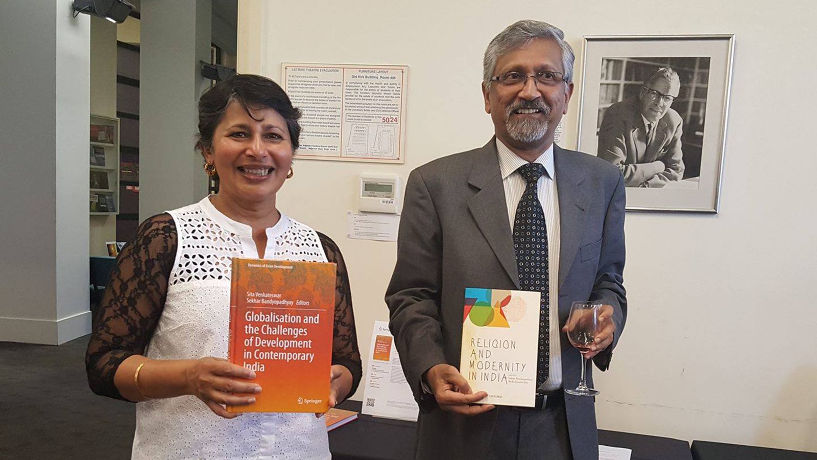Sita Venkateswar and Sekhar Bandyopadhyay at launch of their book Globalisation and the Challenges of Development in Contemporary India.