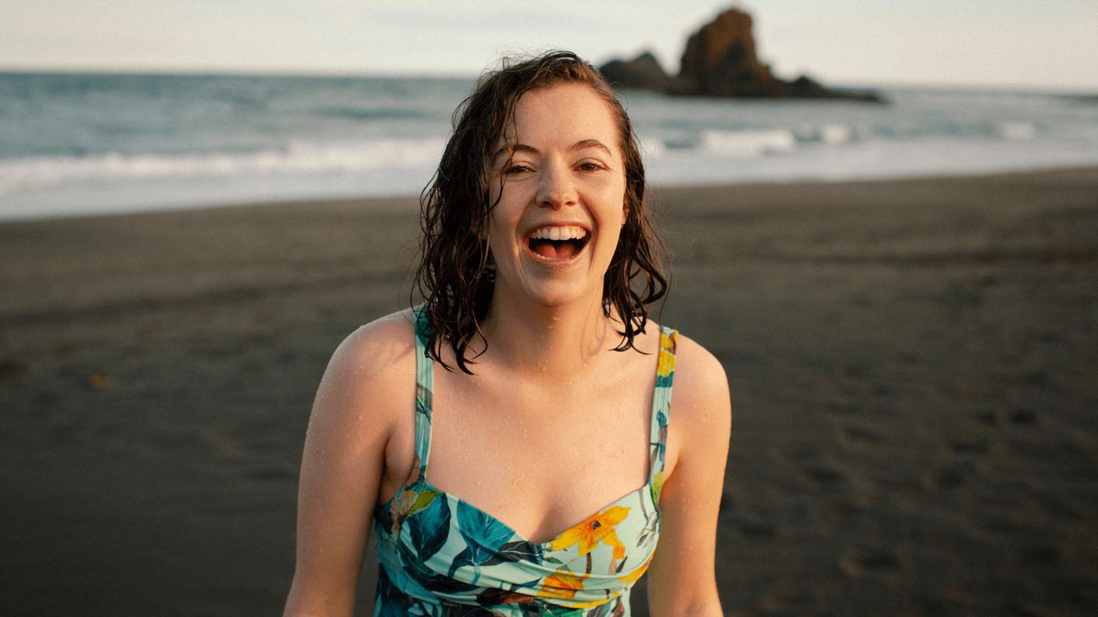 Clare Marcie at Whatipu Beach laughing