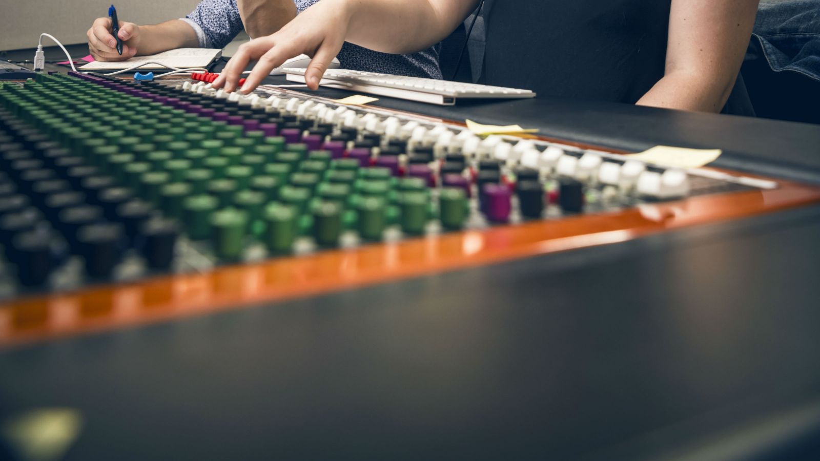 sound desk with fingers