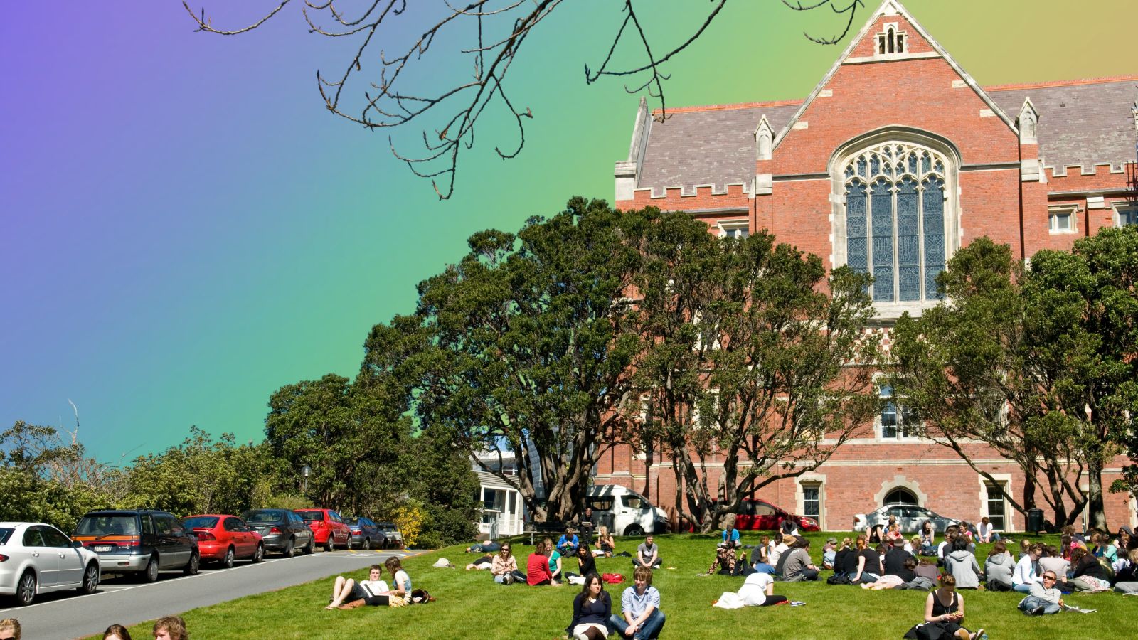 The Hunter Lawn with a rainbow in the background
