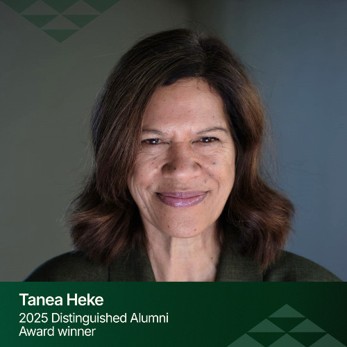 A close up of Tanea Heke, a middle-aged Maōri woman with warm brown hair smiling at the camera.