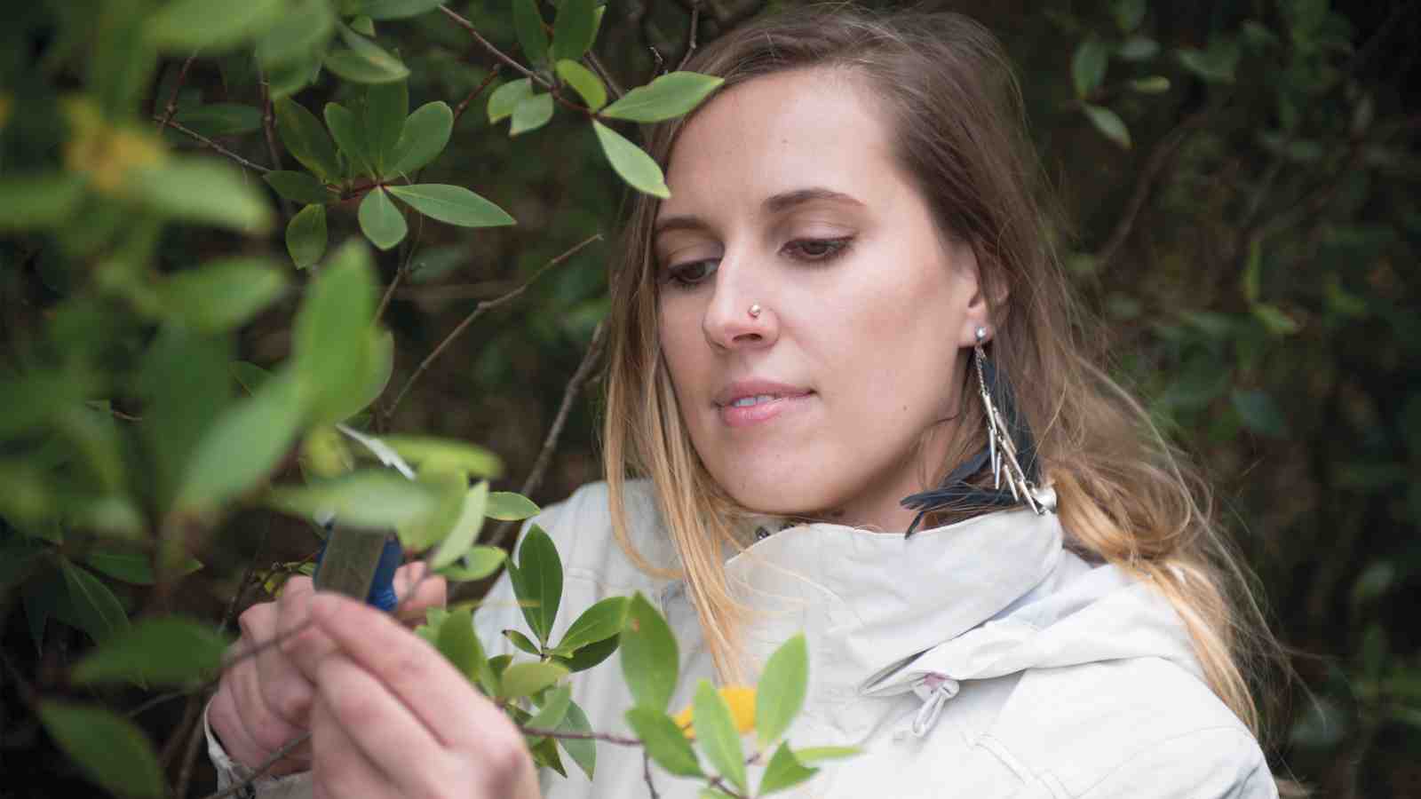 Amanda Taylor, PhD student who is currently researching the distribution of epiphytic plants at Otari-Wilton bush