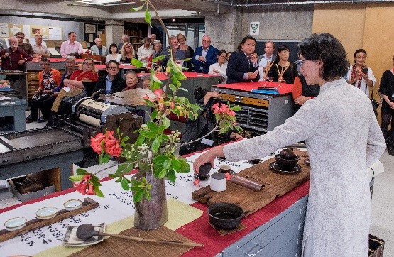 The tea ceremony at the launch of Best NZ Poems