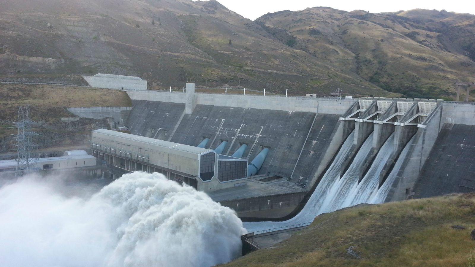 Water rushes through Clyde Dam