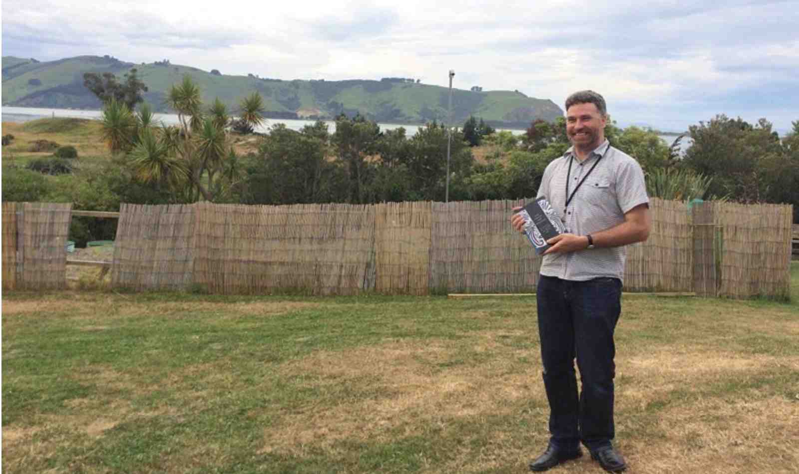 Dr Carwyn Jones at Otakau marae, where the LSAANZ book prize was awarded.