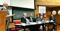 Left to right: Rob Rabel, David Shambaugh, Jin Canrong, Shen Dingli and Sam Zhao