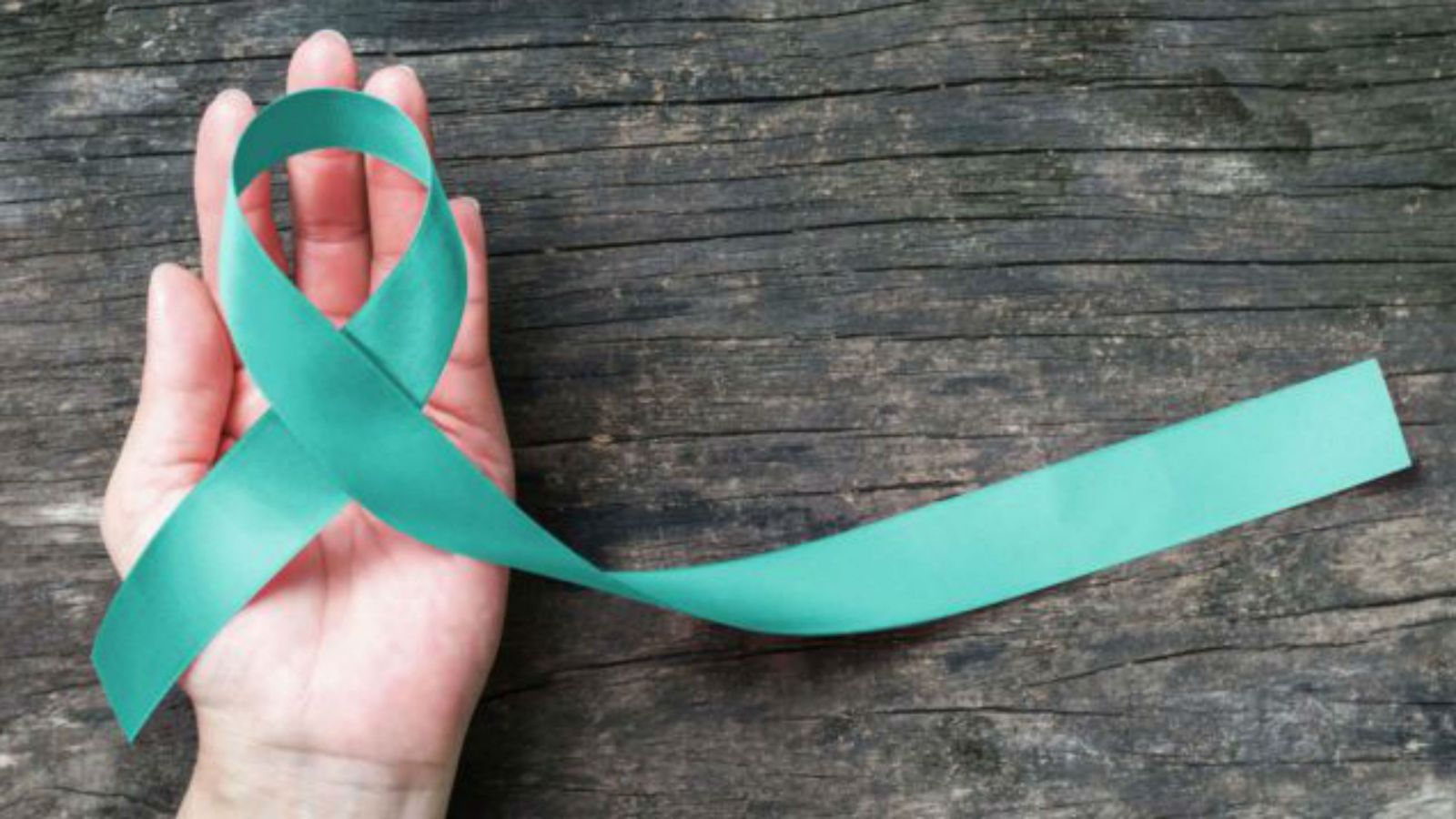 The teal ribbon (cervical cancer awareness ribbon).