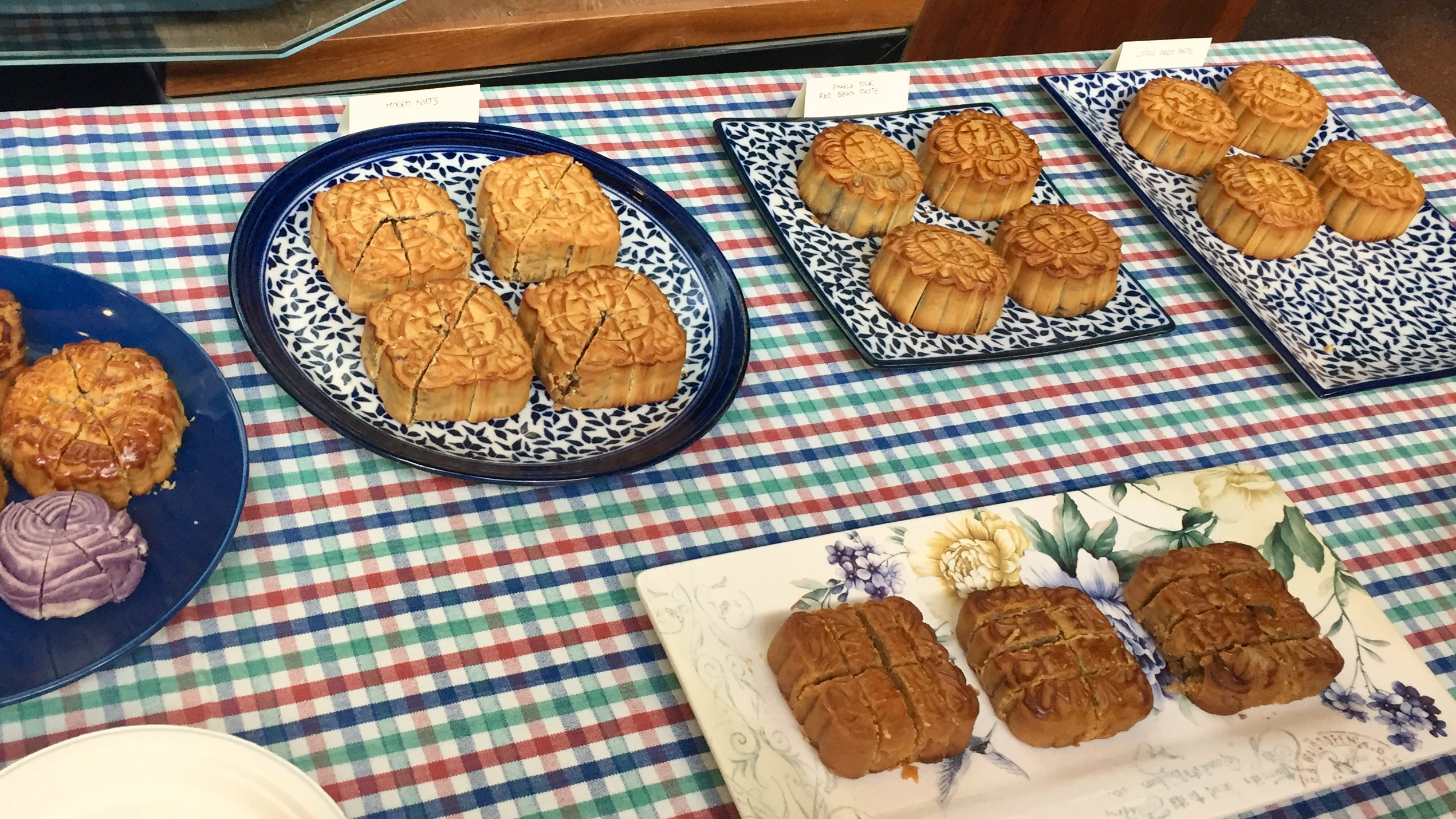 A delicious offering of moon cakes, in many flavours