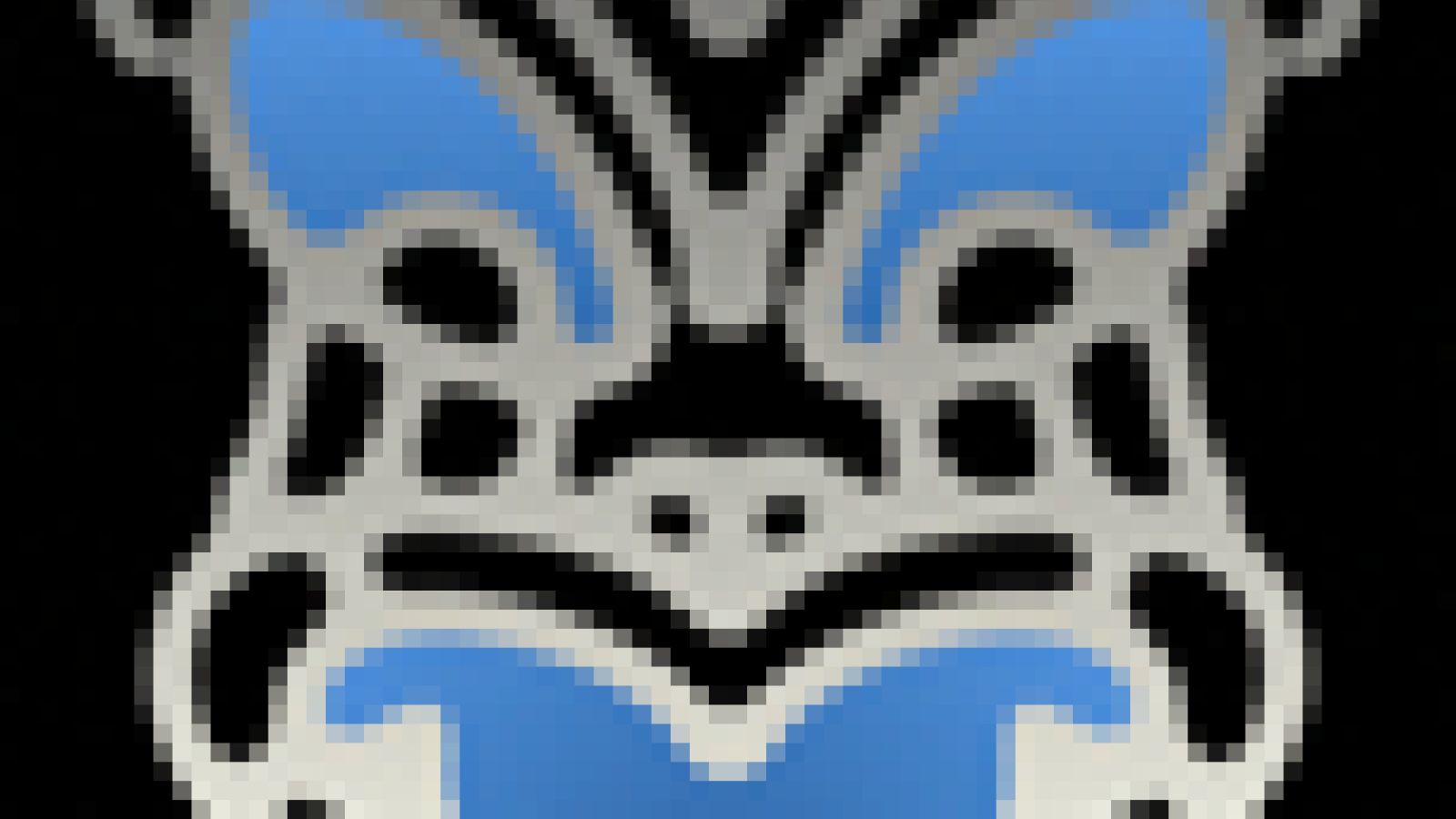 A blue Kura face with a black background.