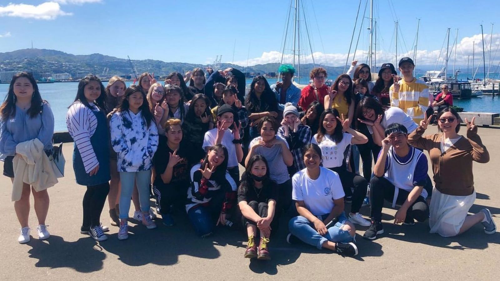 Friends of Korea members on Wellington waterfront.