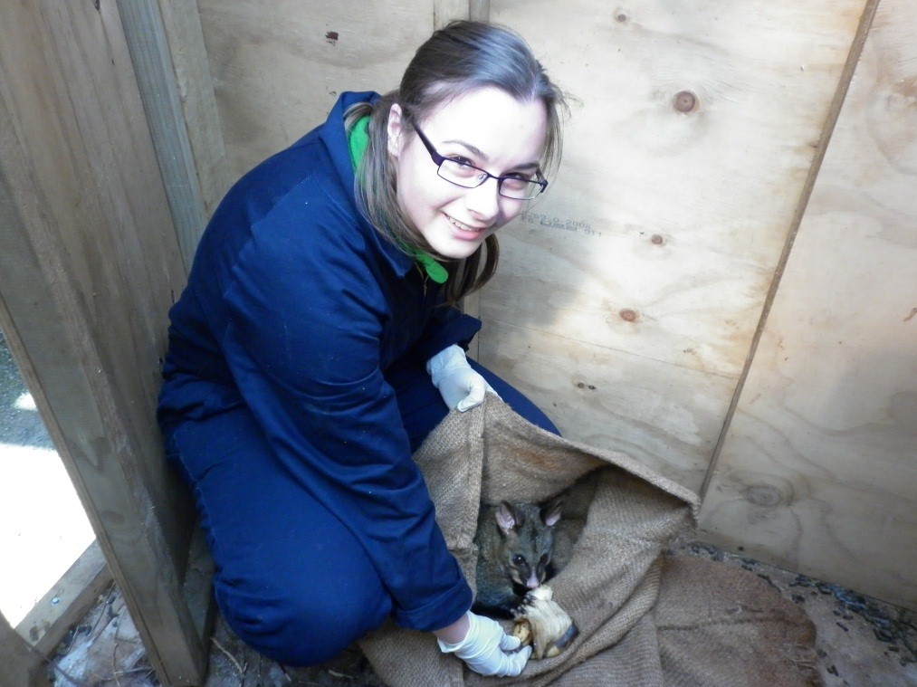 Laura in the possum sheds