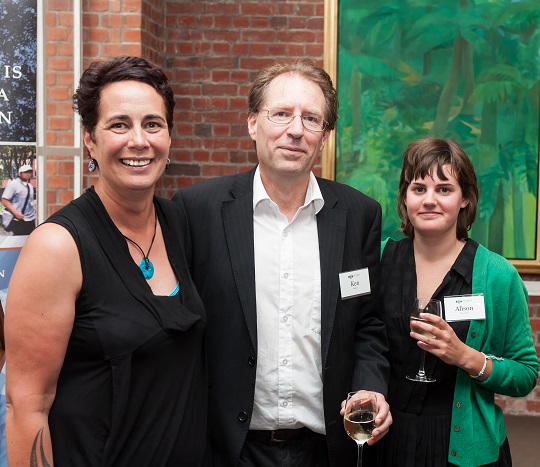 From left: Lisa Cherrington (Brad McGann Filmwriting Award winner), Ken Duncum (Michael Hirshcfeld Director of Scriptwriting), and Alison McLachlan (David Carson-Parker Embassy Prize winner)