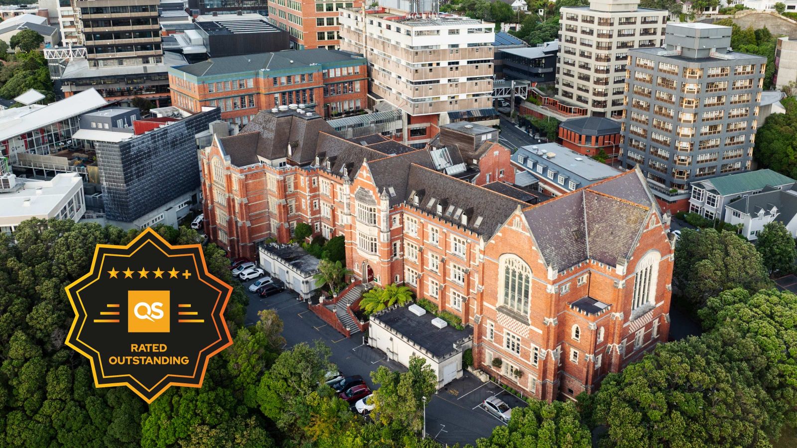 Drone shot of Hunter campus