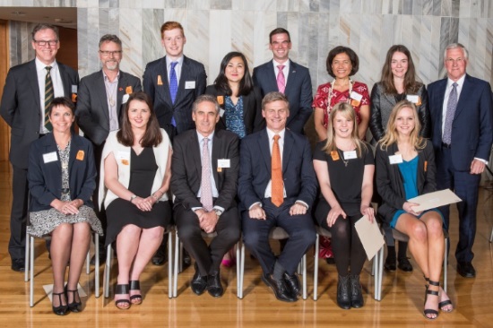 School of Government Prize-winners seated with senior VUW staff