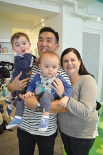 Darren and Sarah with their toddler twins Alexander and Atticus