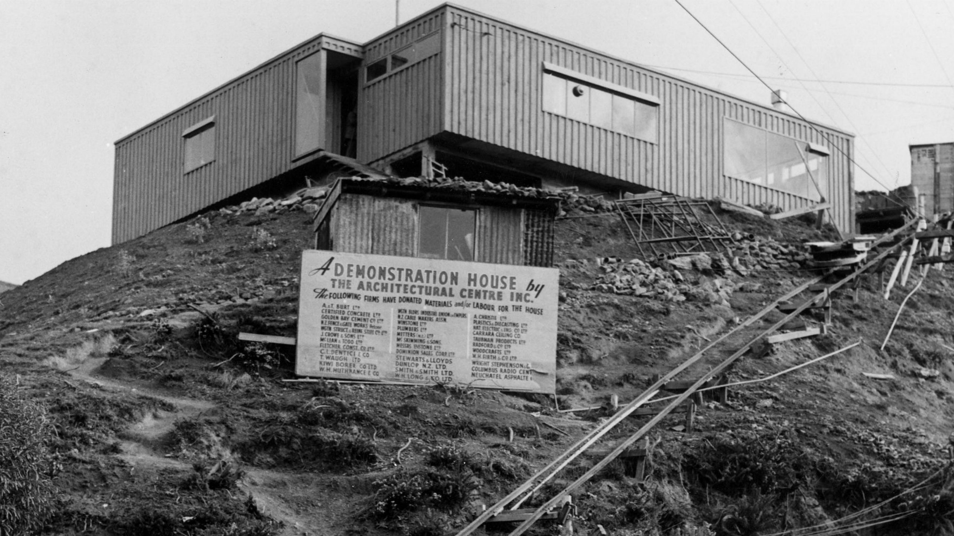 A demonstration house on a hill.