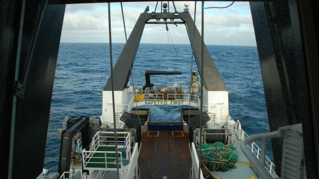 View from the captain’s deck of the Tangaroa on the Chatham Rise.