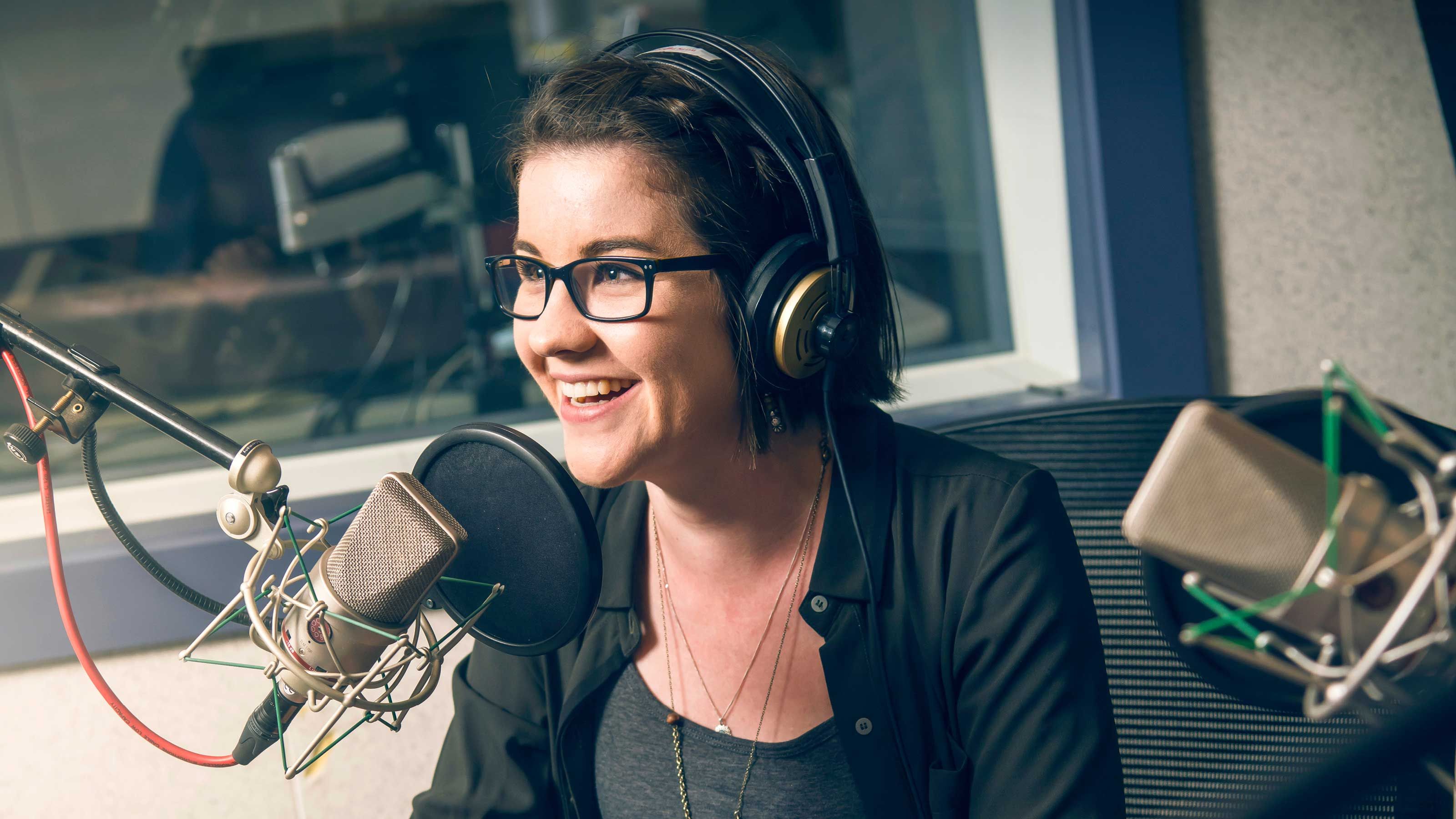 Judy Davis in the RNZ studio.