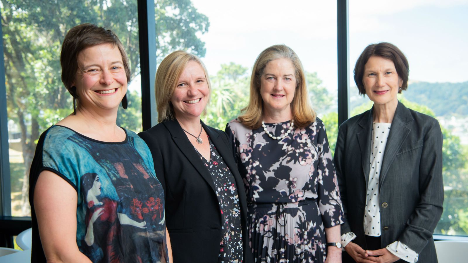 Associate Professor Kate Hunter, Professor Sarah Leggott (Dean of the Faculty of Humanities and Social Sciences), Julia Paton, Professor Jennifer Windsor (Pro Vice-Chancellor of the Faculties of Humanities and Social Sciences and Education).