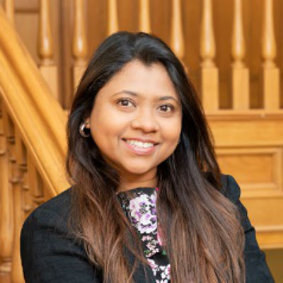 Law student Mizna Ahmed in law court