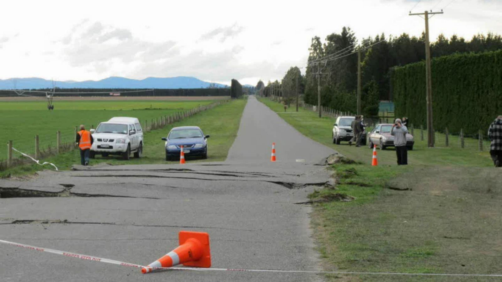 Cracked road in Darfiled after the 2010 earthquake