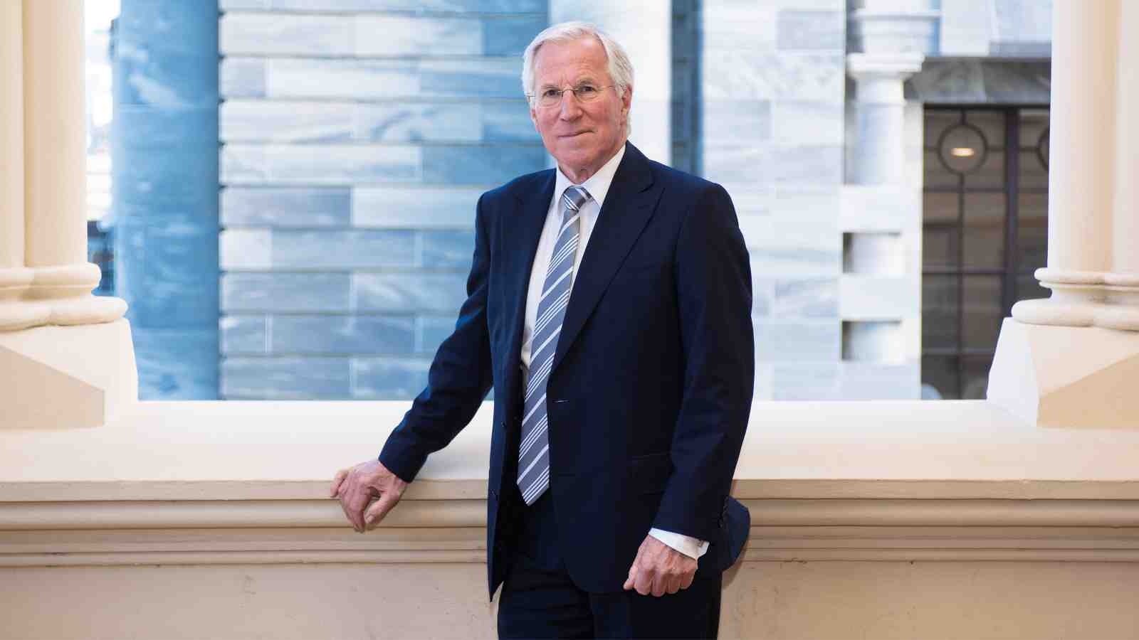 Pro-Vice Chancellor and Dean of Commerce Bob Buckle in a corridor in Victoria's Law school.