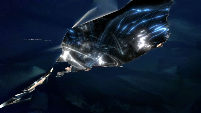 Fissure showing VR environment in Canyon exhibition.