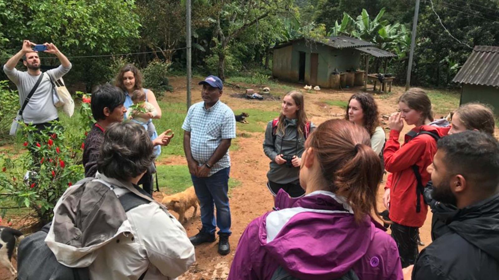 Students visiting a village in Brazil.