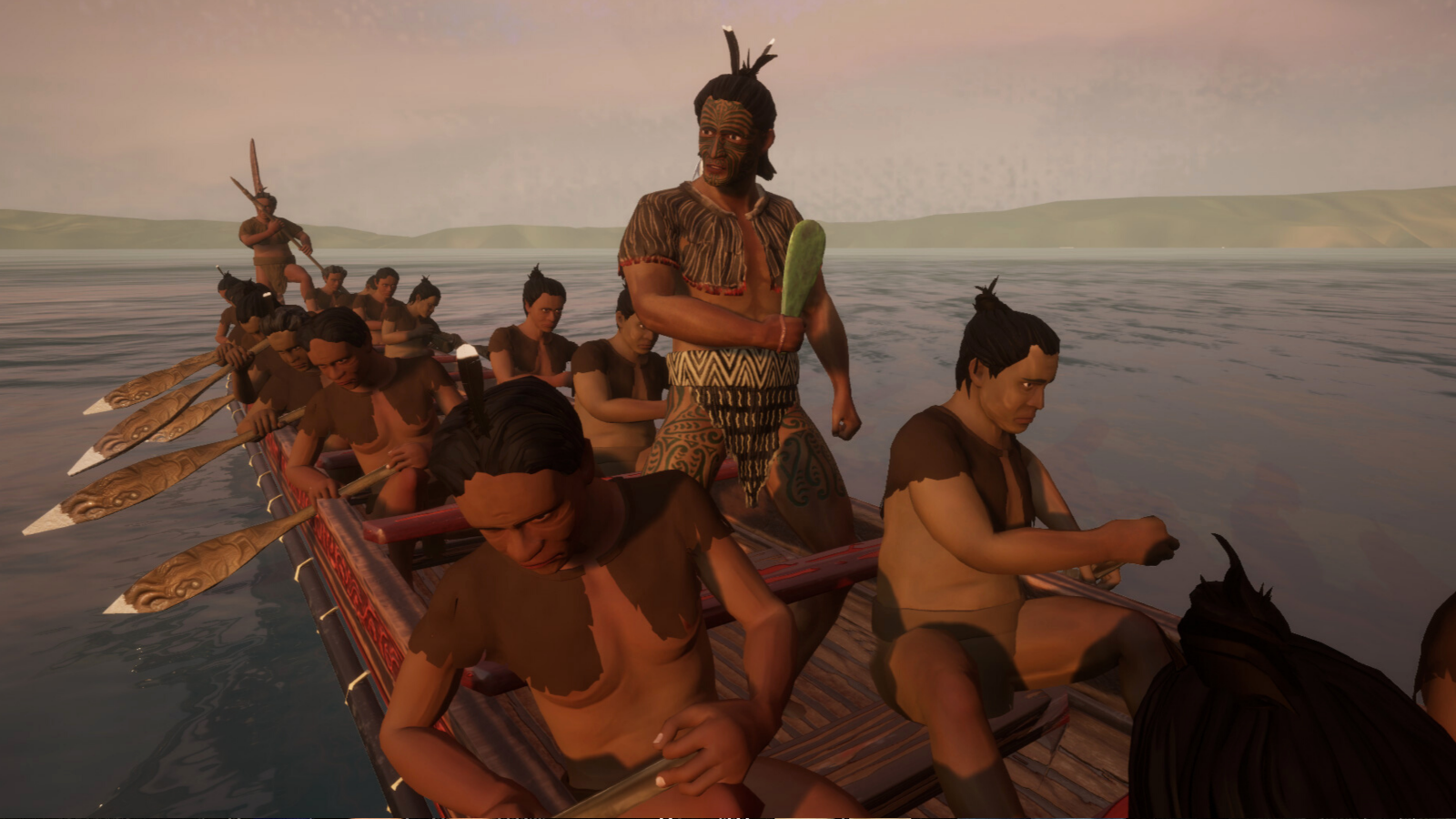 waka image with maori warriors 