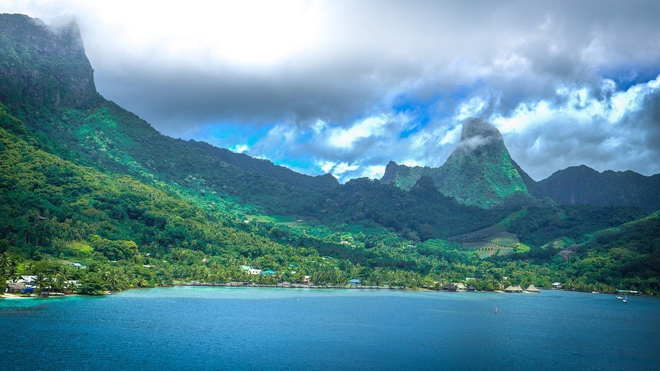 Moorea in French Polynesia taken from the sea.