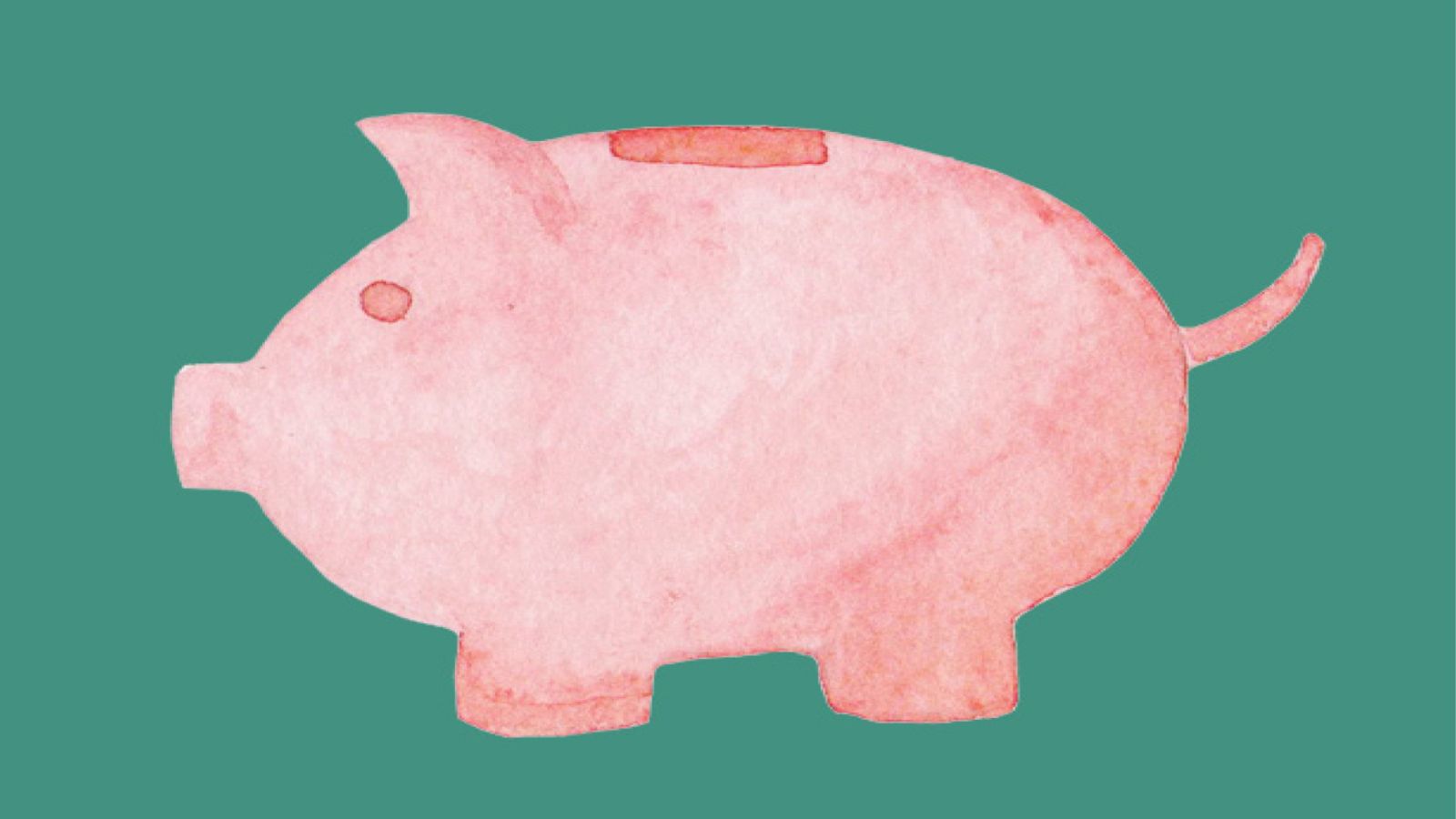 Drawing of a pink piggy bank.
