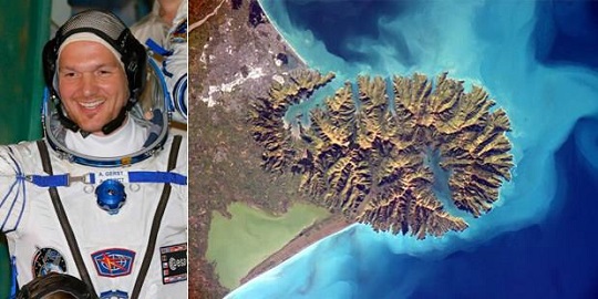 Astronaut and banks peninsula