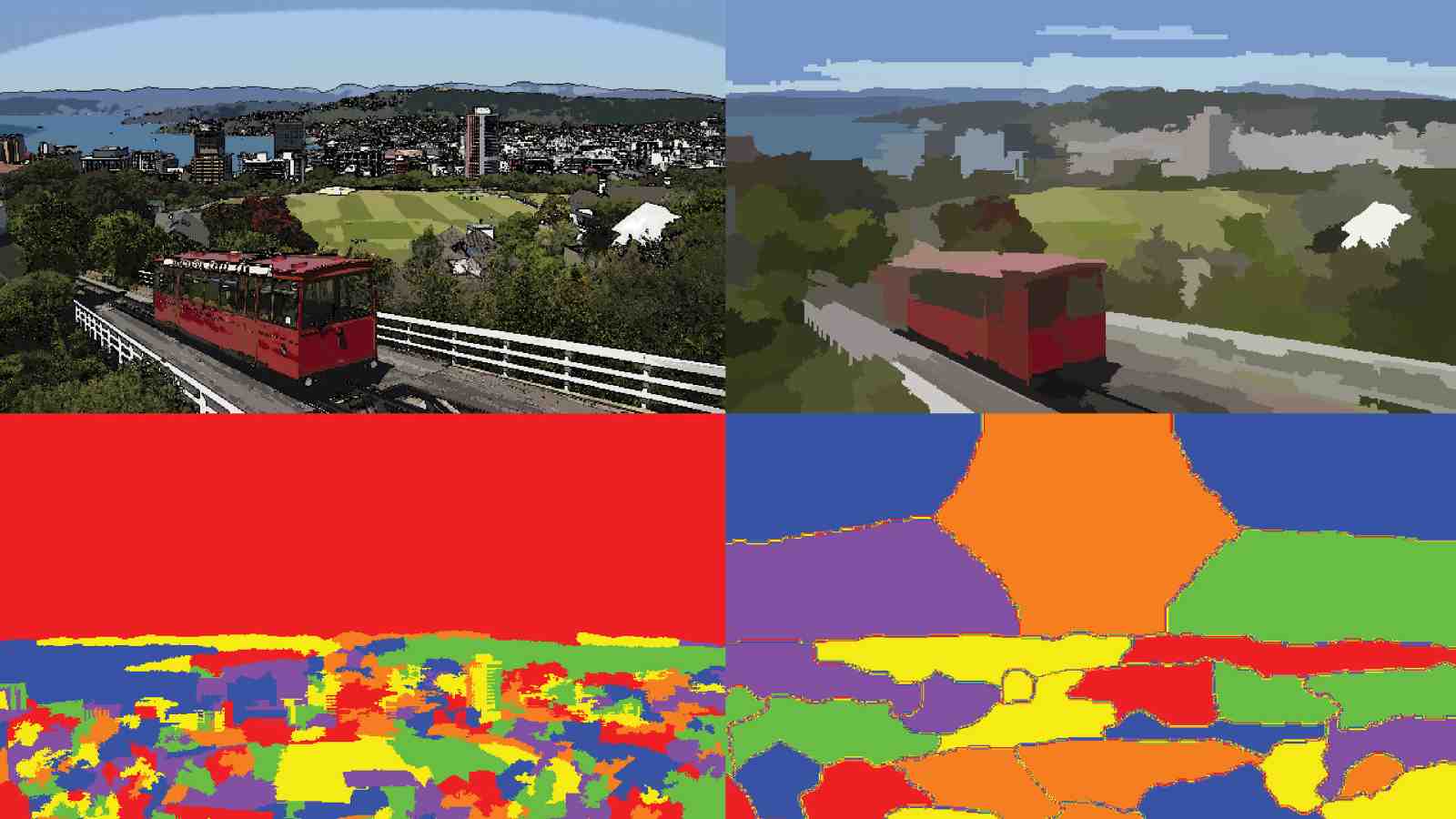 Wellington Cable Car image with different salient object detection algorithms