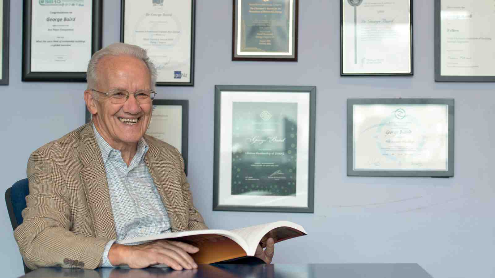 Emeritus Professor George Baird in his office at the School of Architecture