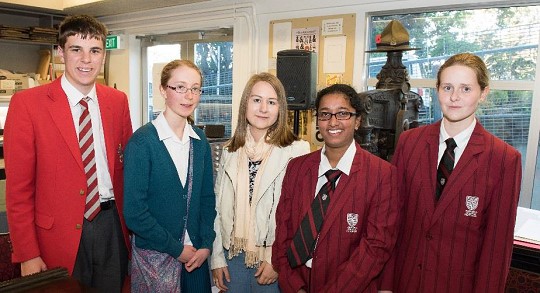 Moving Words 2015 winners at Wai-te-ata Press, Victoria University (from left): Kadin Good, Hannah Prior, Grace Thurlow, Kesia Kurian, Beth Cheesman.