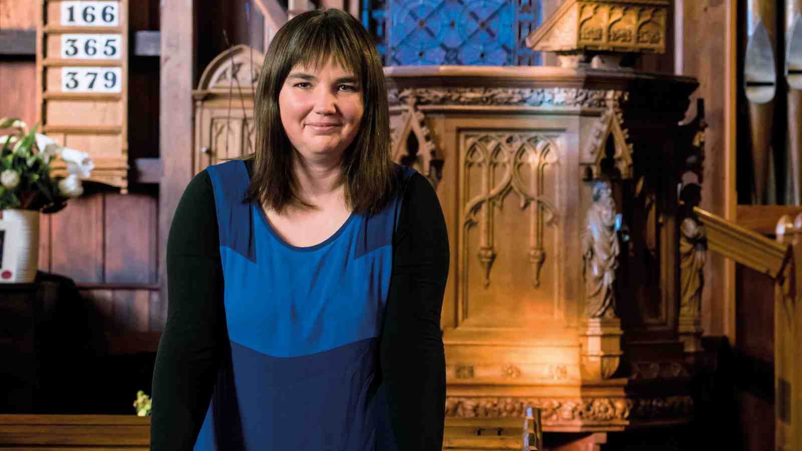 Architectural historian Elizabeth Cox inside Old Saint Paul's on mulgrave street in Wellington.