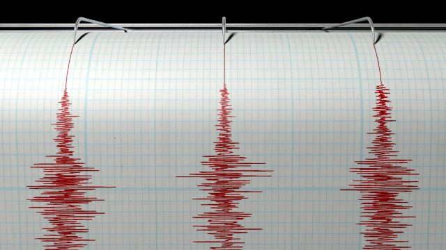 Seismograph recording on white paper